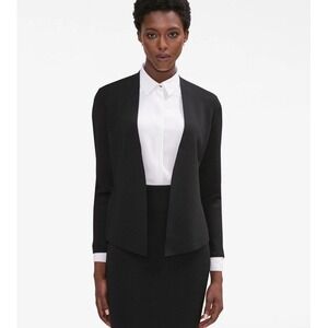 MM Lafleur Jacket Womens Heavy Knit Black Minimalist Open Front Career 2X +2 16
